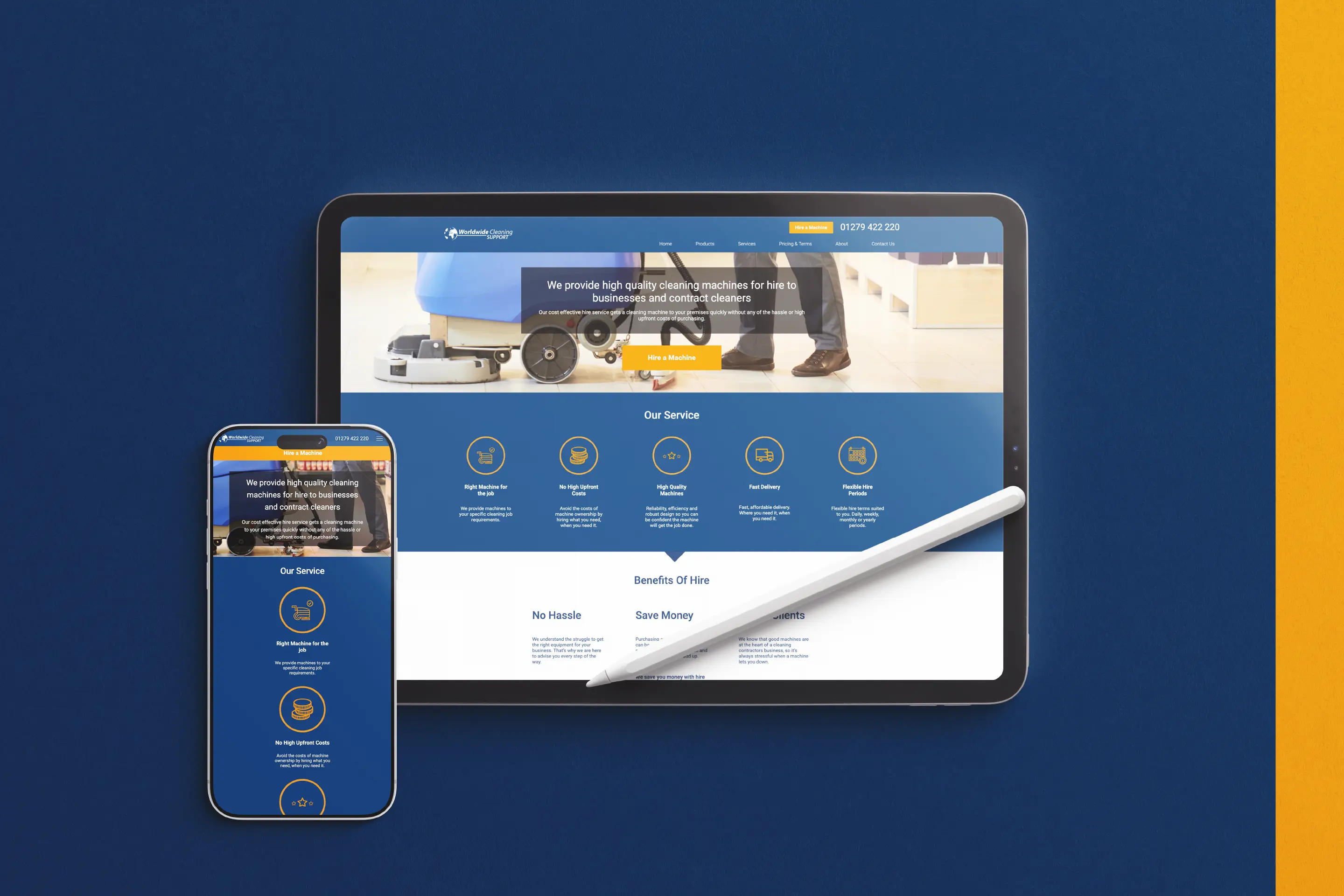 Worldwide Cleaning Support website on tablet device